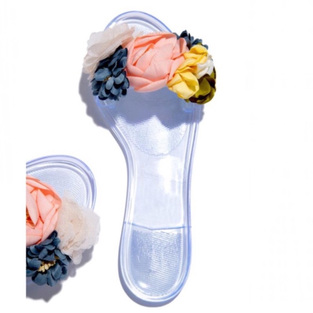 !! SIZE 6 LEFT !! Floral Jelly Slides - Clear - Picture 5 of 7
